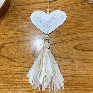 White Heart Wall Hanging with Tassel